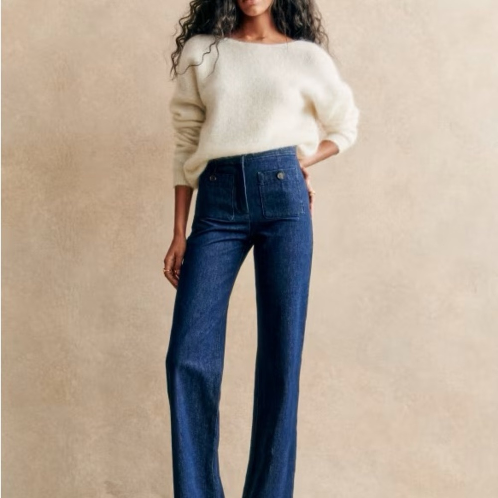 NWT Sezane Dan Trouser Jeans in Indigo 10 42